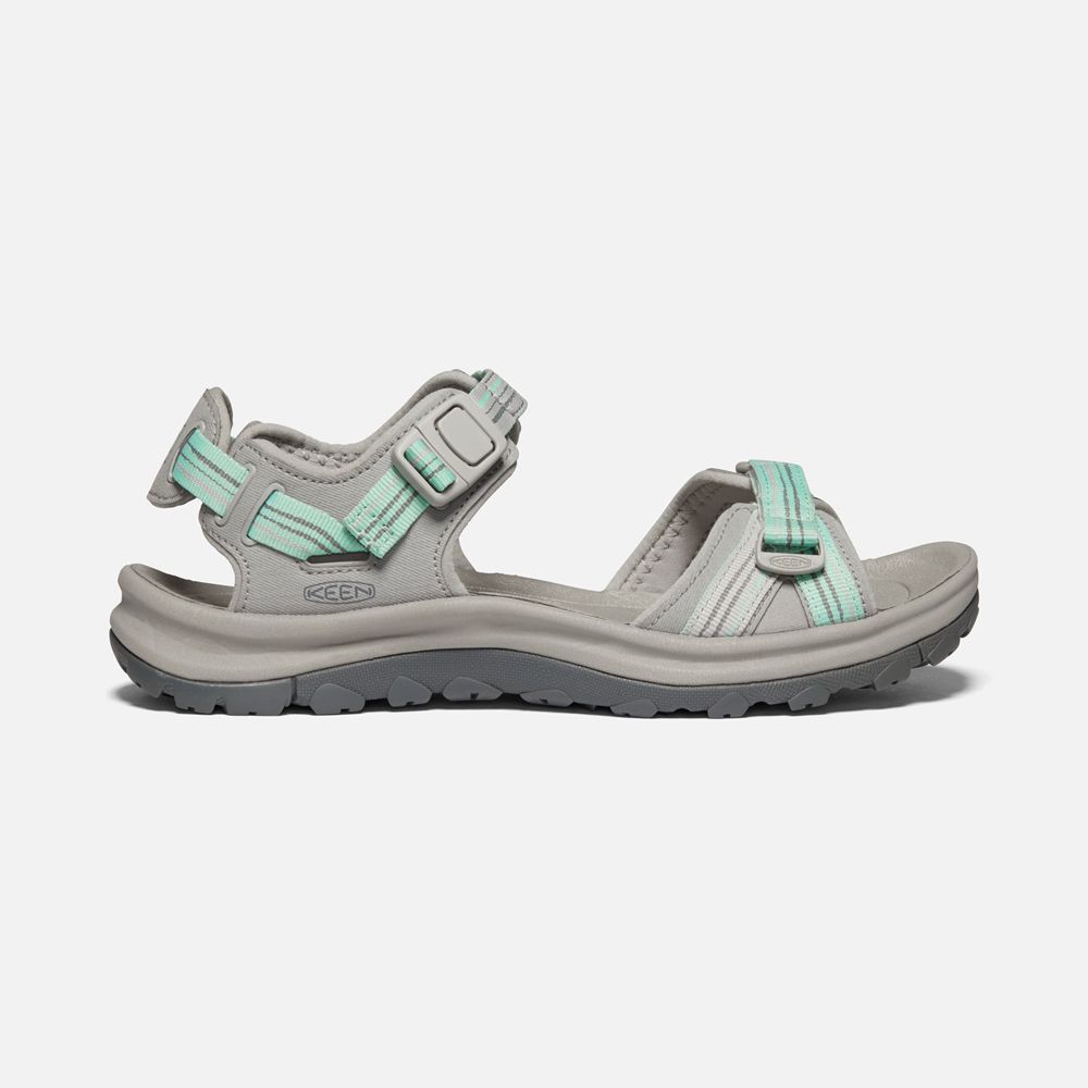 Keen Outdoor Sandalet Kadın Gri/Yeşil - Terradora Ii Open Toe - Türkiye DWQY64385